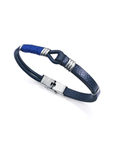 Pulsera Viceroy Hombre Piel Azul Nudo Náutico Cordón y Acero 14117P01013 | Joyería Onix Lugo