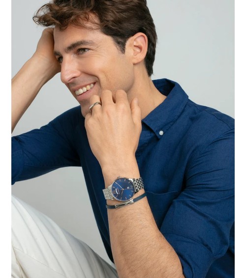Pulsera Viceroy Hombre Piel Azul con Placa y Cable de Acero 75402P01013 | Joyería Onix Lugo