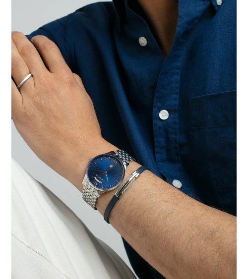 Pulsera Viceroy Hombre Piel Azul con Placa y Cable de Acero 75402P01013 | Joyería Onix Lugo