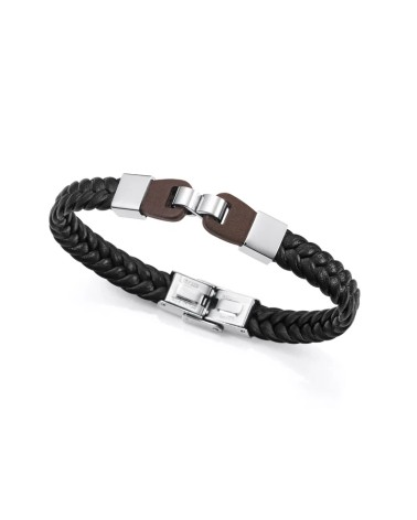 Pulsera Viceroy Hombre Piel Negra Trenzada con Motivo Marrón y Acero 75348P01010 | Joyería Onix Lugo