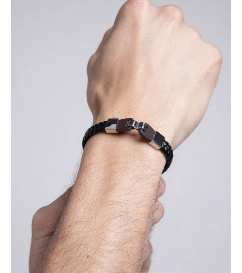 Pulsera Viceroy Hombre Piel Negra Trenzada con Motivo Marrón y Acero 75348P01010 | Joyería Onix Lugo