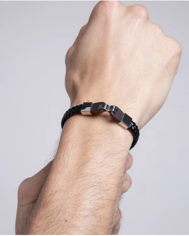 Pulsera Viceroy Hombre Piel Negra Trenzada con Motivo Marrón y Acero 75348P01010 | Joyería Onix Lugo
