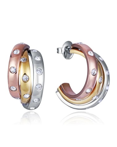 Pendientes Viceroy Mujer Acero Tres Aros Tricolor Circonitas 14192E01019 | Joyería Onix Lugo
