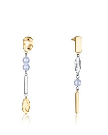 Pendientes Viceroy Mujer Largos Asimétricos Acero IP Dorado Plata Perlas 75372E01019 | Joyería Onix Lugo