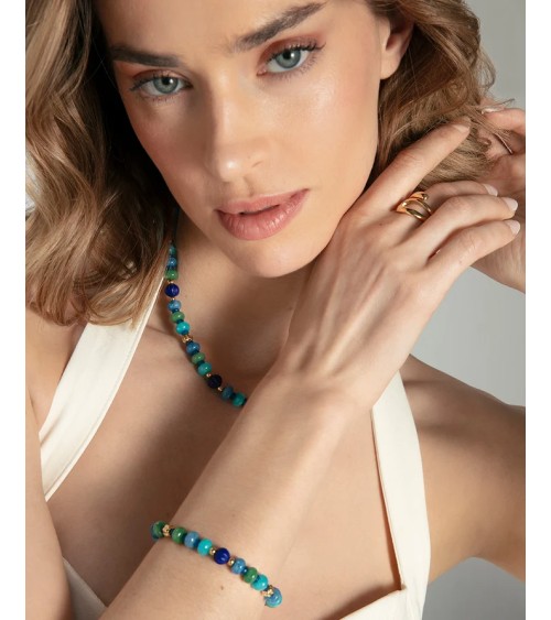 Pulsera Viceroy Mujer Acero IP Dorado Piedras y Cristales Azules Verdes 14355P01019 | Joyería Onix Lugo
