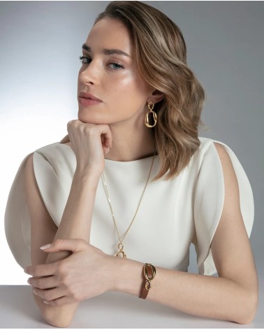 Pendientes Viceroy Mujer Colgantes Acero IP Dorado Orgánicos 15205E01012 | Joyería Onix Lugo