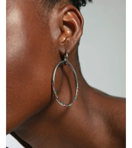 Pendientes Viceroy Mujer Aro Tubogas Acero Plata Circonitas Colores 15206E01019 | Joyería Onix Lugo