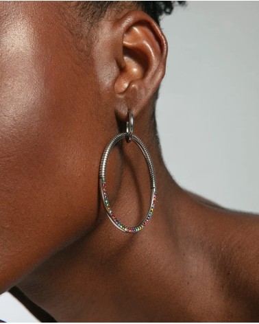 Pendientes Viceroy Mujer Aro Tubogas Acero Plata Circonitas Colores 15206E01019 | Joyería Onix Lugo