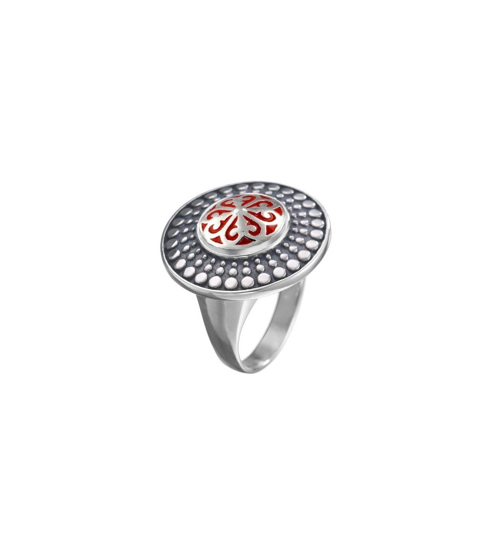 Anillo pop de plata rojo